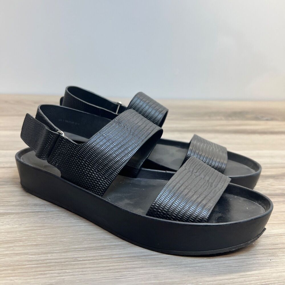 Vince Marett Leather Platform Ankle Strap Sandals Black Size 7.5